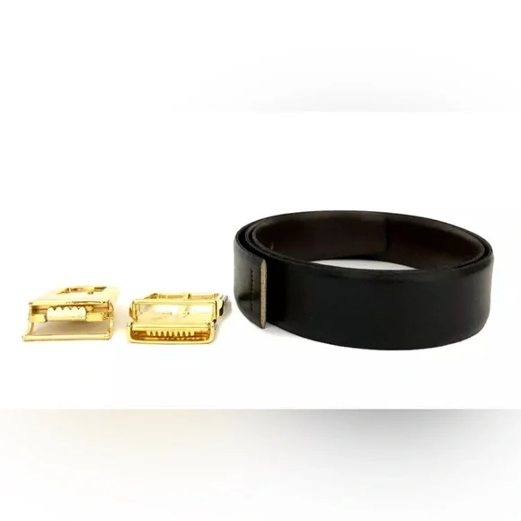 Christian Dior Black Leather 90cm Mens Belt w/Replacement buckle